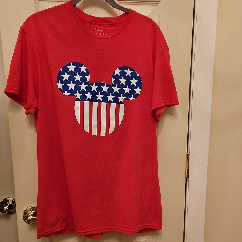 Disney Red Tee with Patriotic Mickey Design